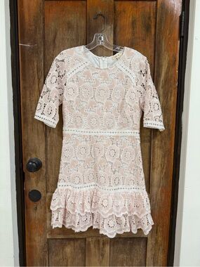 Just Me Pink Lace Floral Crochet Dress